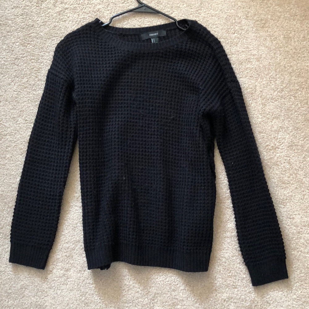 Forever 21 Black waffle knit sweater